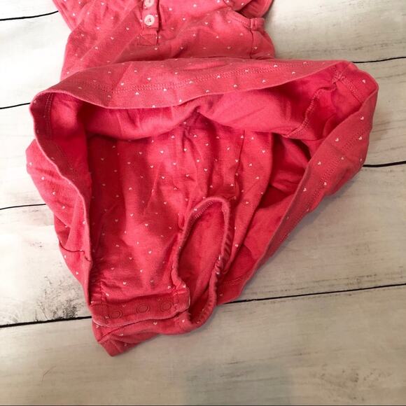 Carter's Orange / Peach Sunsuit Dress Tiny Hearts, 6 months - Picture 4 of 5